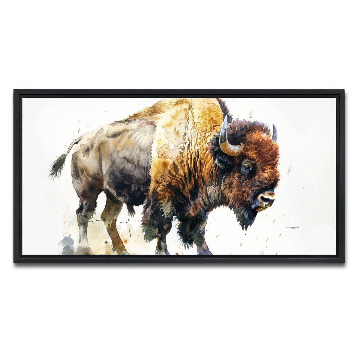 AUTO-MOCKUP WHITE | Buffalo on White | 1 Piece | Black Framed Canvas | group=2x1