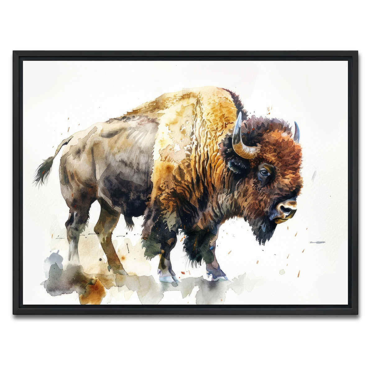 AUTO-MOCKUP WHITE | Buffalo on White | 1 Piece | Black Framed Canvas | group=4x3