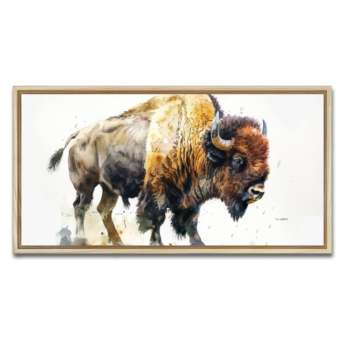 AUTO-MOCKUP WHITE | Buffalo on White | 1 Piece | Natural Framed Canvas | group=2x1