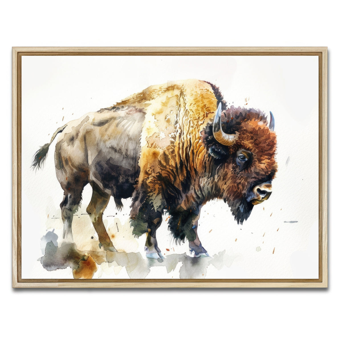 AUTO-MOCKUP WHITE | Buffalo on White | 1 Piece | Natural Framed Canvas | group=4x3