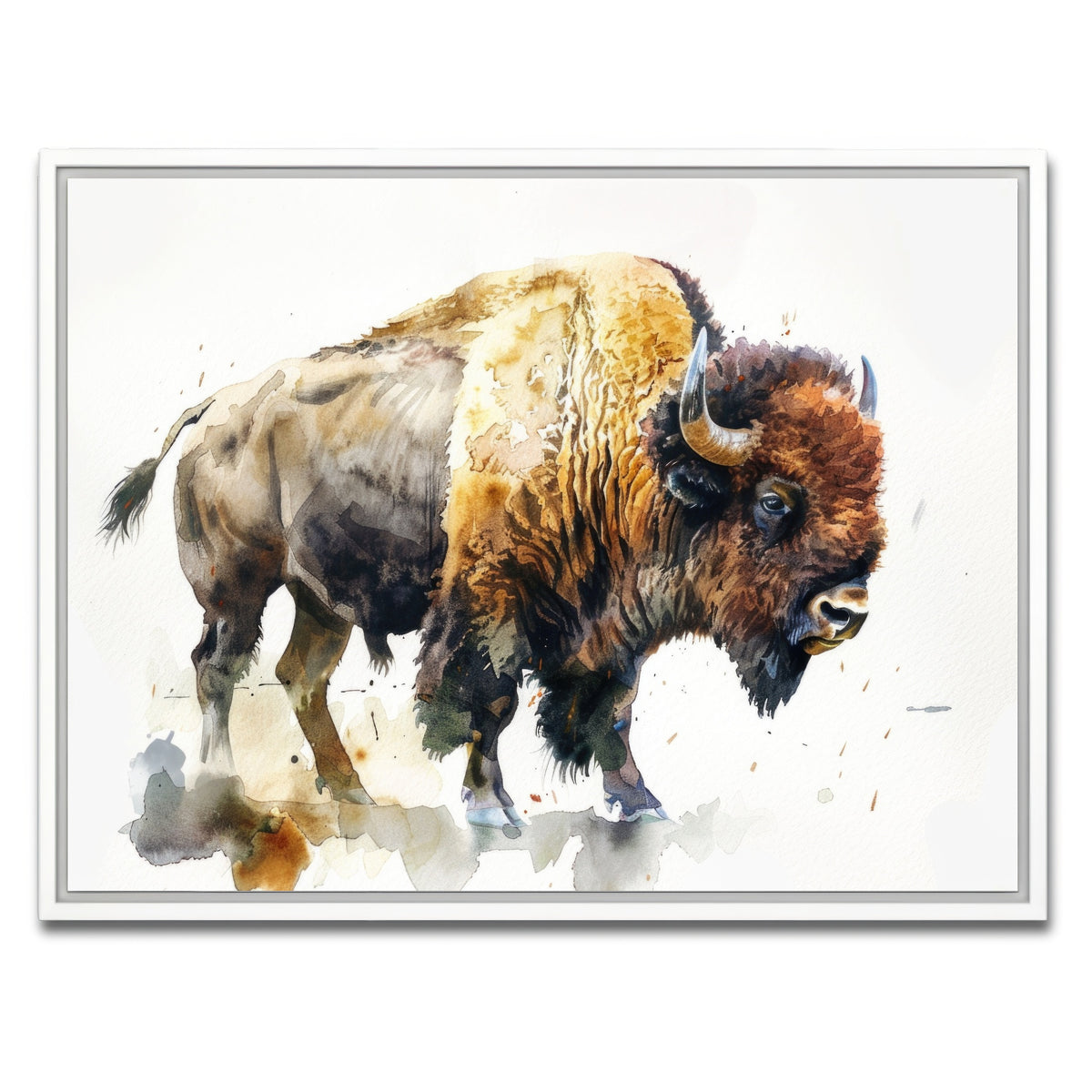 AUTO-MOCKUP WHITE | Buffalo on White | 1 Piece | White Framed Canvas | group=4x3