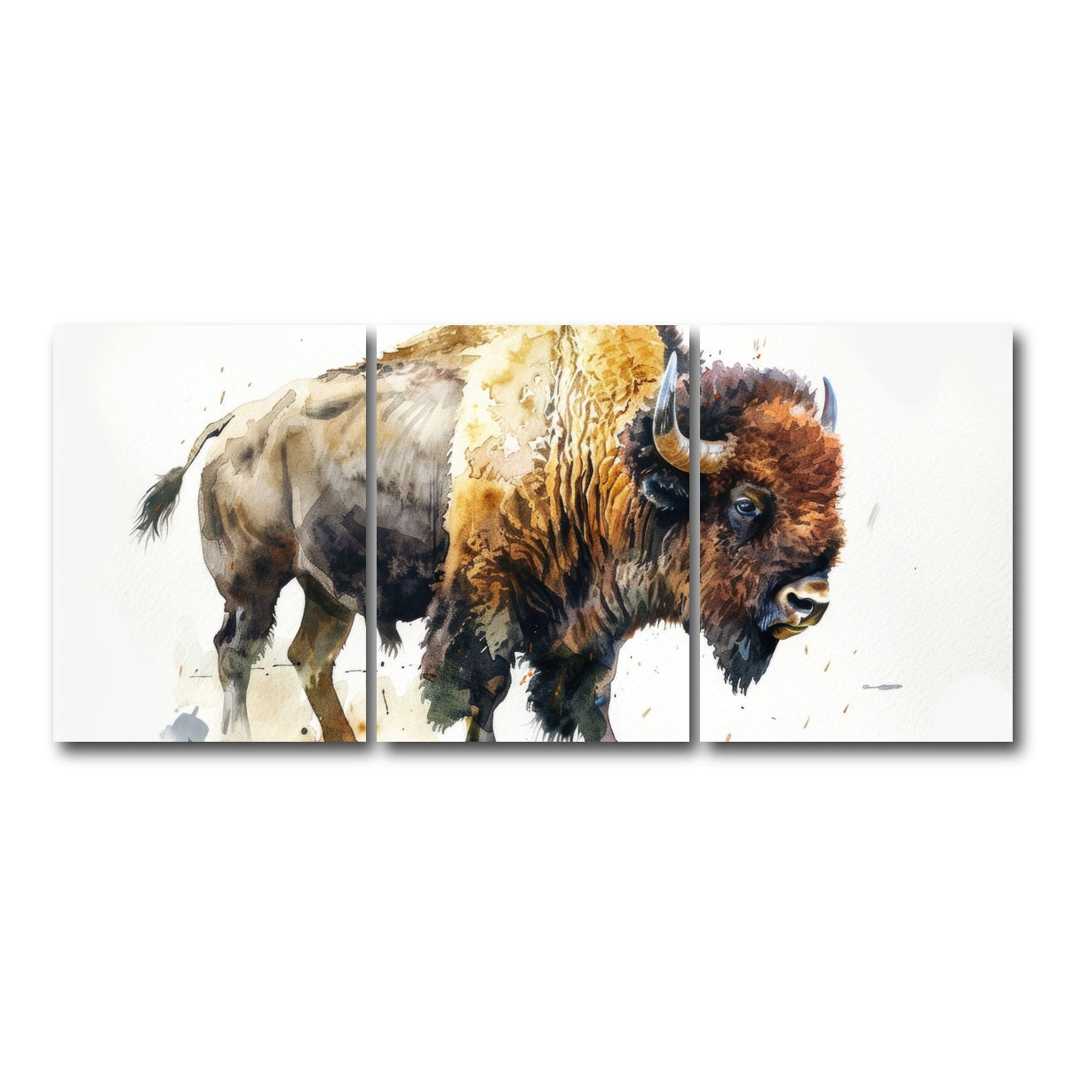 AUTO-MOCKUP WHITE | Buffalo on White | 3 Piece | Gallery Wrap Canvas | group=18x24
