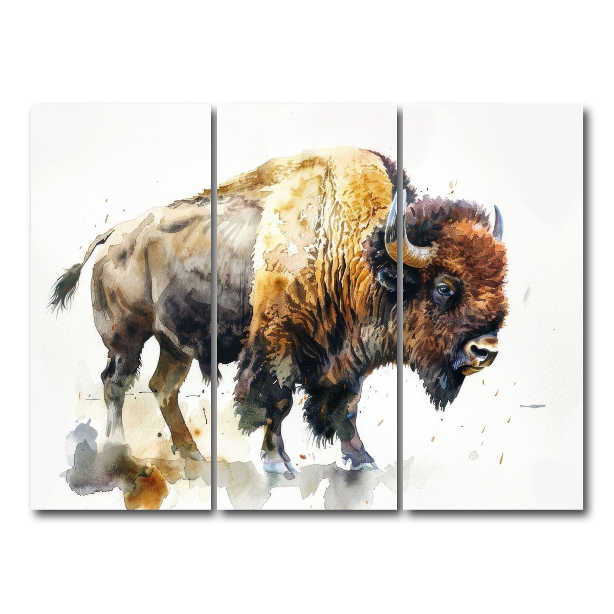 AUTO-MOCKUP WHITE | Buffalo on White | 3 Piece | Gallery Wrap Canvas | group=8x18