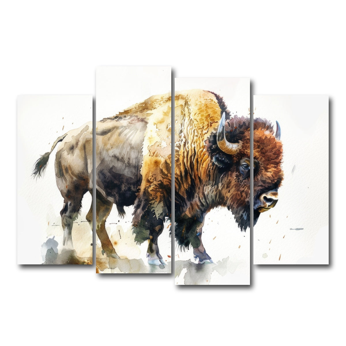 AUTO-MOCKUP WHITE | Buffalo on White | 4 Piece | Gallery Wrap Canvas | group=4_normal