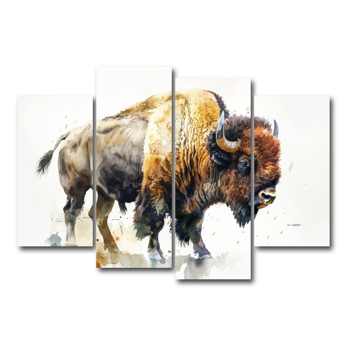 AUTO-MOCKUP WHITE | Buffalo on White | 4 Piece | Gallery Wrap Canvas | group=4_short