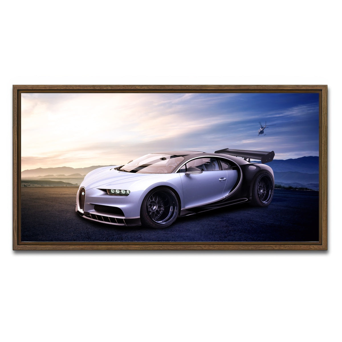 AUTO-MOCKUP WHITE | Bugatti V4 | 1 Piece | Walnut Framed Canvas | group=2x1