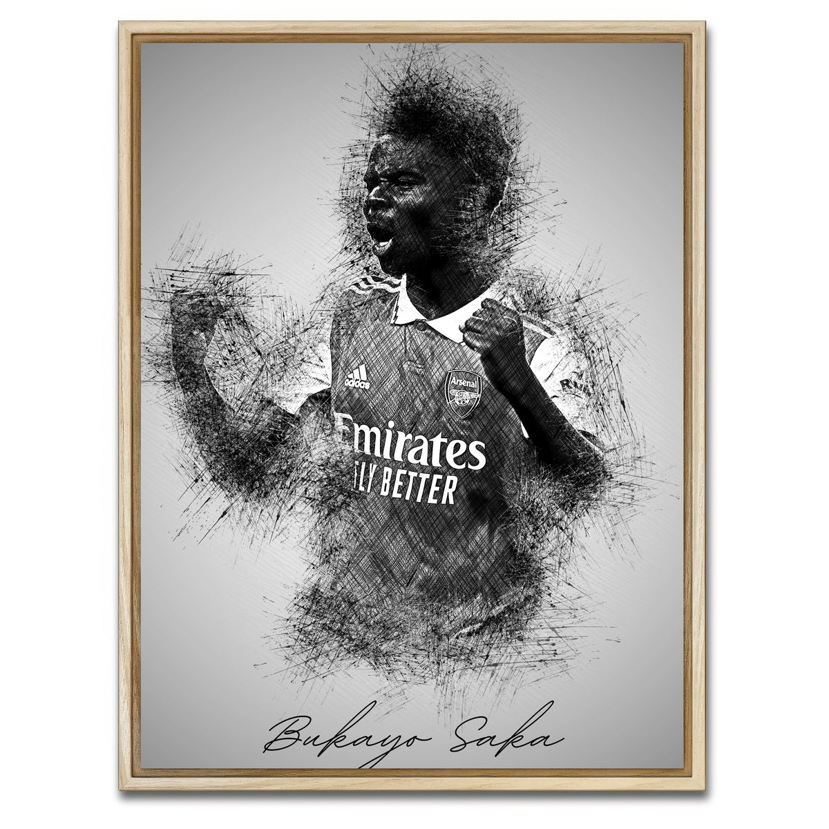 AUTO-MOCKUP WHITE | Bukayo Saka | 1 Piece | Natural Framed Canvas | group=3x4