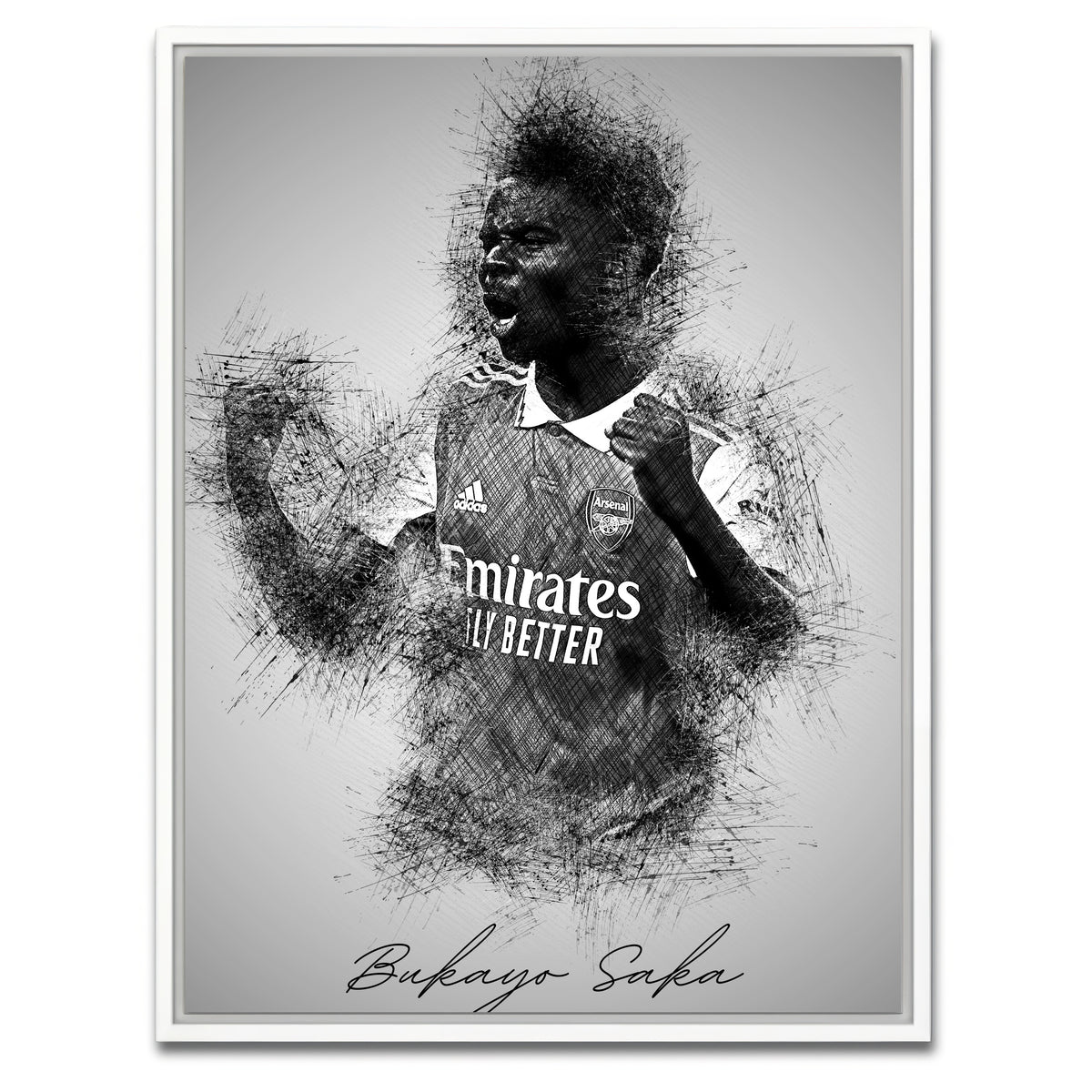 AUTO-MOCKUP WHITE | Bukayo Saka | 1 Piece | White Framed Canvas | group=3x4