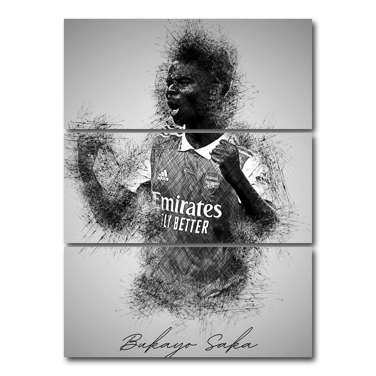 AUTO-MOCKUP WHITE | Bukayo Saka | 3 Piece | Gallery Wrap Canvas | group=8x18_stacked
