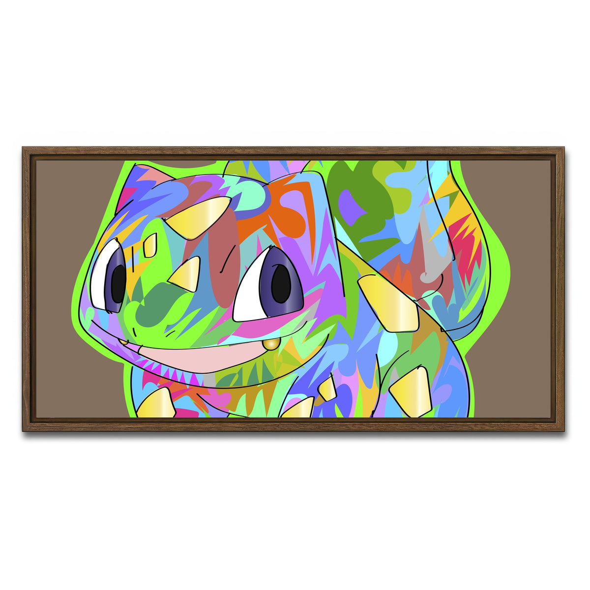 AUTO-MOCKUP WHITE | Bulbasaur | 1 Piece | Walnut Framed Canvas | group=2x1