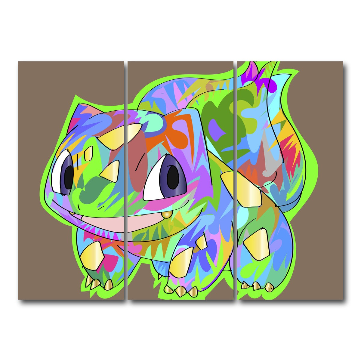 AUTO-MOCKUP WHITE | Bulbasaur | 3 Piece | Gallery Wrap Canvas | group=8x18