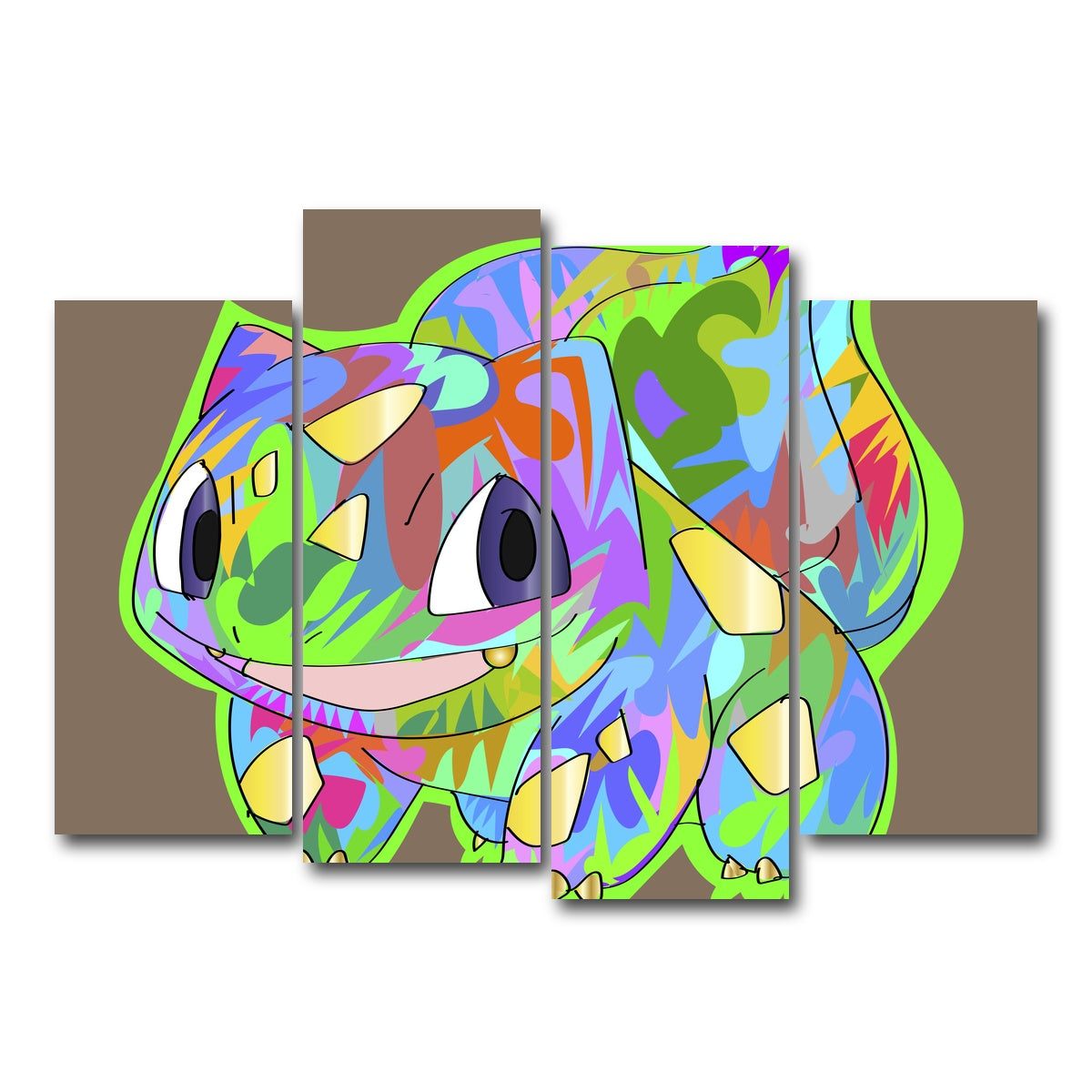 AUTO-MOCKUP WHITE | Bulbasaur | 4 Piece | Gallery Wrap Canvas | group=4_normal