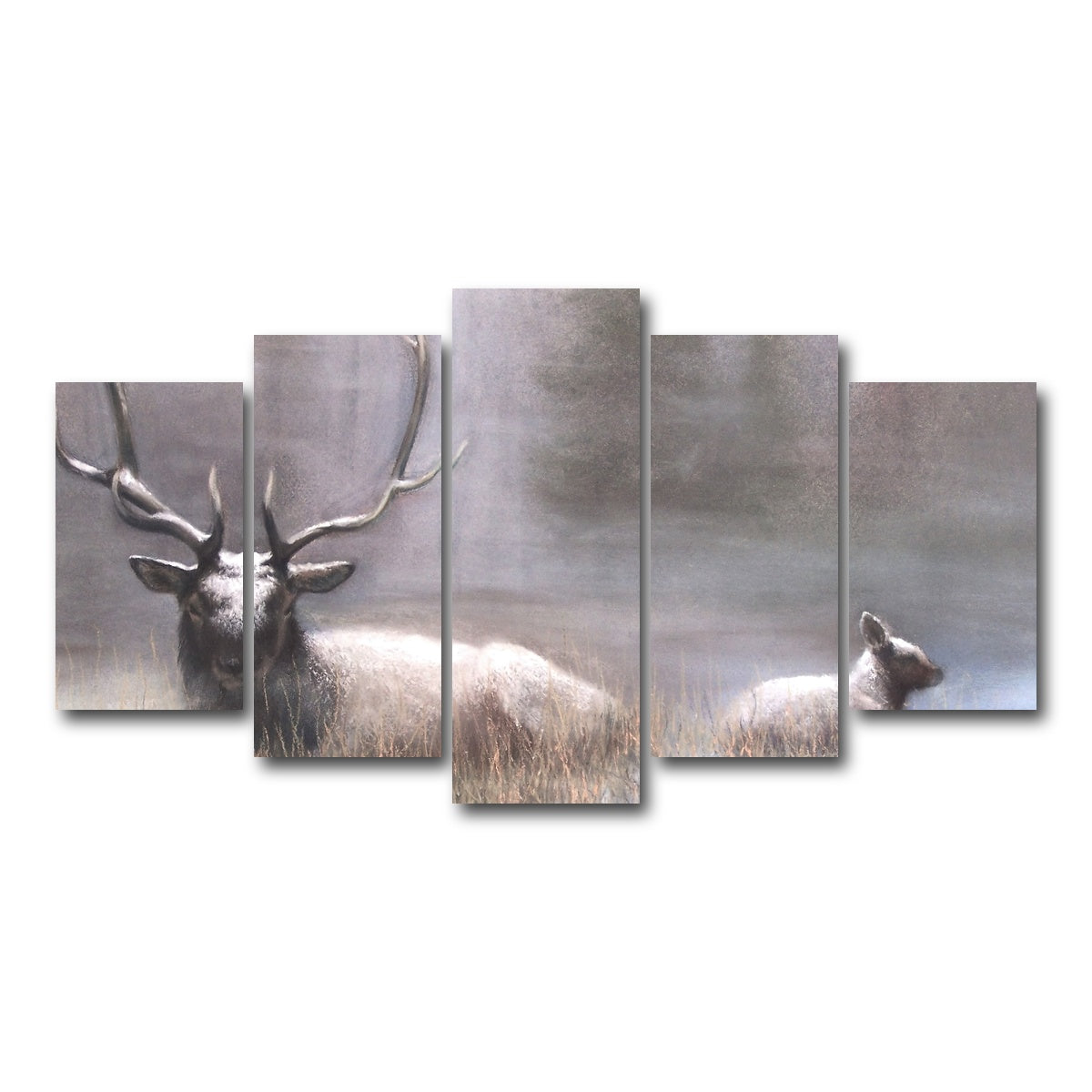 AUTO-MOCKUP WHITE | Bull Elk & Calf | 5 Piece | Gallery Wrap Canvas | group=5_normal
