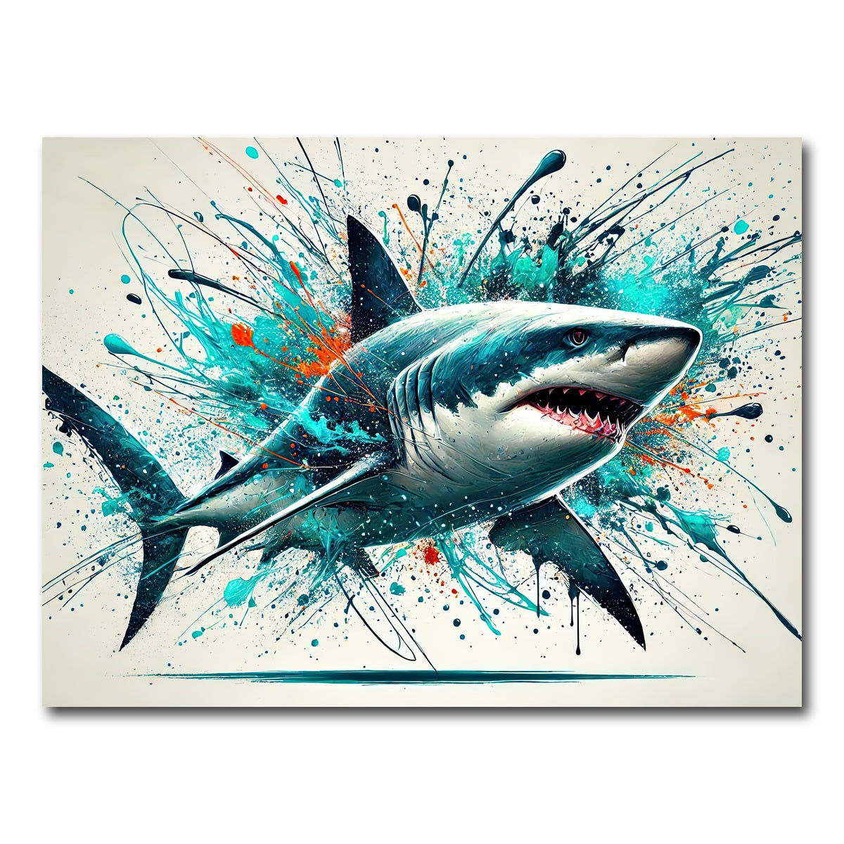 AUTO-MOCKUP WHITE | Bull Shark Color Spatter | 1 Piece | Gallery Wrap Canvas | group=4x3