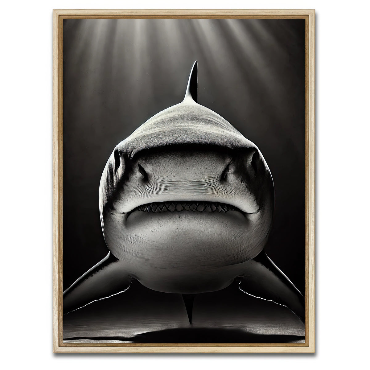 AUTO-MOCKUP WHITE | Bull Shark Head on | 1 Piece | Natural Framed Canvas | group=3x4
