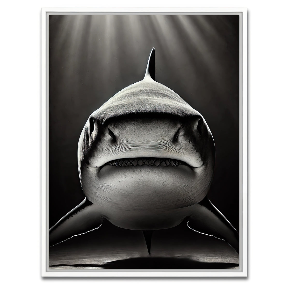 AUTO-MOCKUP WHITE | Bull Shark Head on | 1 Piece | White Framed Canvas | group=3x4