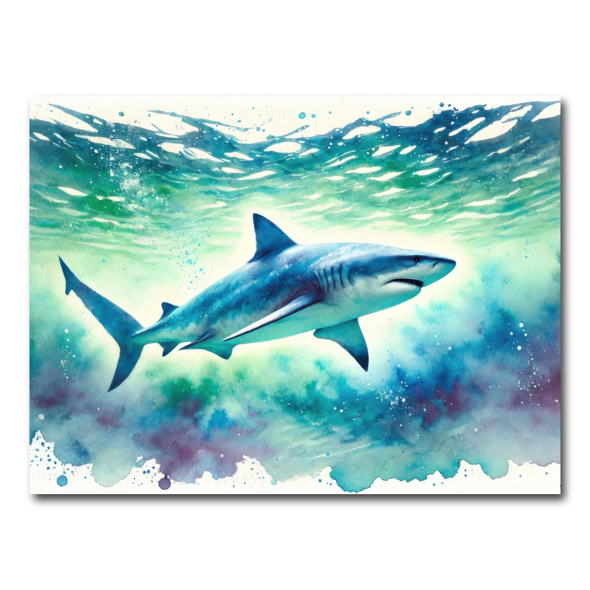 AUTO-MOCKUP WHITE | Bull Shark Watercolor | 1 Piece | Gallery Wrap Canvas | group=4x3