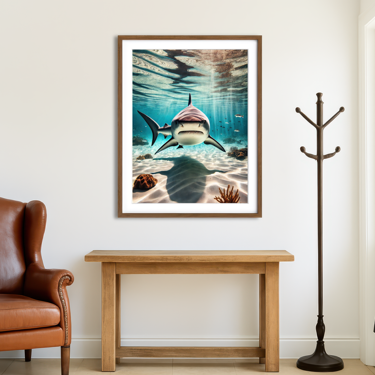 AUTO-MOCKUP ROOM | Bull Shark in Shallow Waters Wall Art