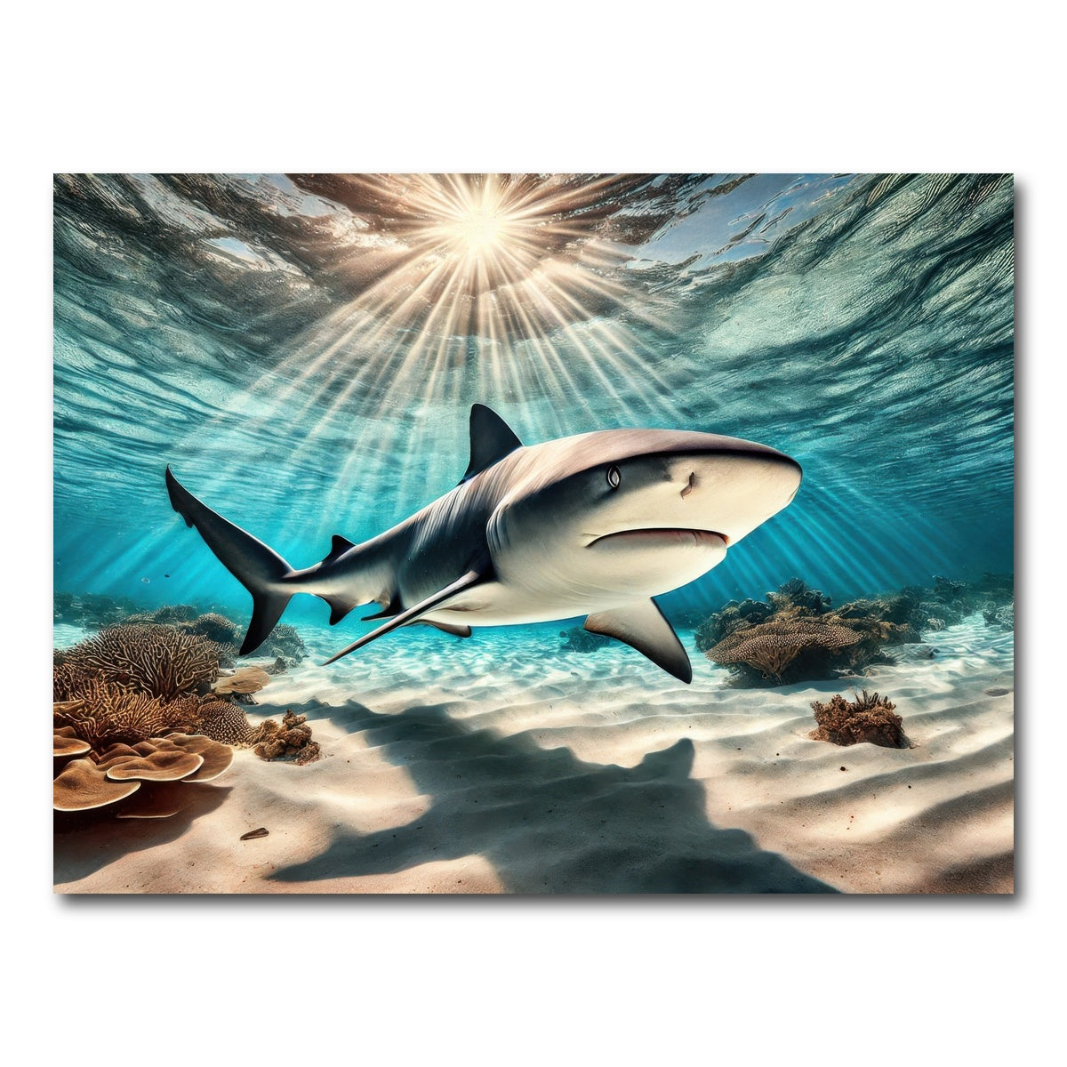 AUTO-MOCKUP WHITE | Bull shark in Tropical Waters | 1 Piece | Gallery Wrap Canvas | group=4x3