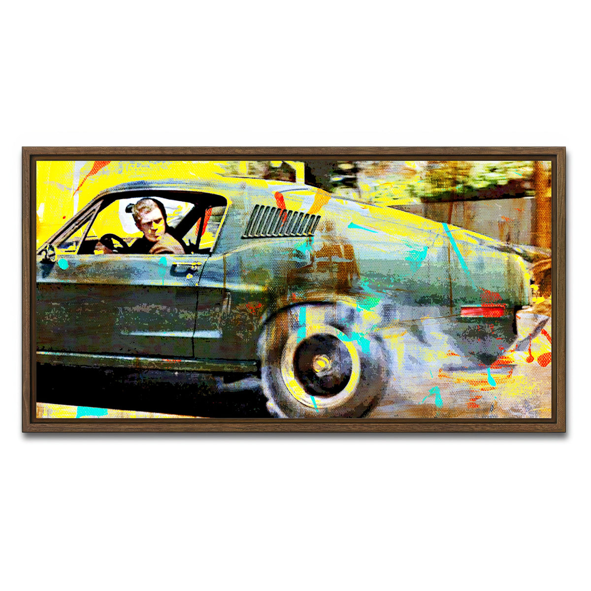 AUTO-MOCKUP WHITE | Bullitt Burnout | 1 Piece | Walnut Framed Canvas | group=2x1
