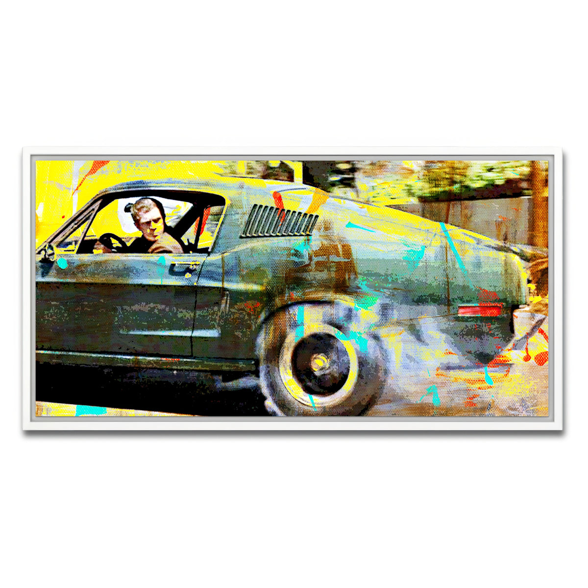 AUTO-MOCKUP WHITE | Bullitt Burnout | 1 Piece | White Framed Canvas | group=2x1