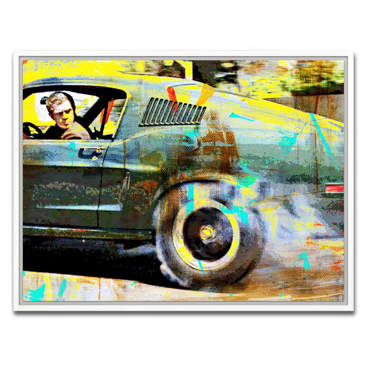 AUTO-MOCKUP WHITE | Bullitt Burnout | 1 Piece | White Framed Canvas | group=4x3