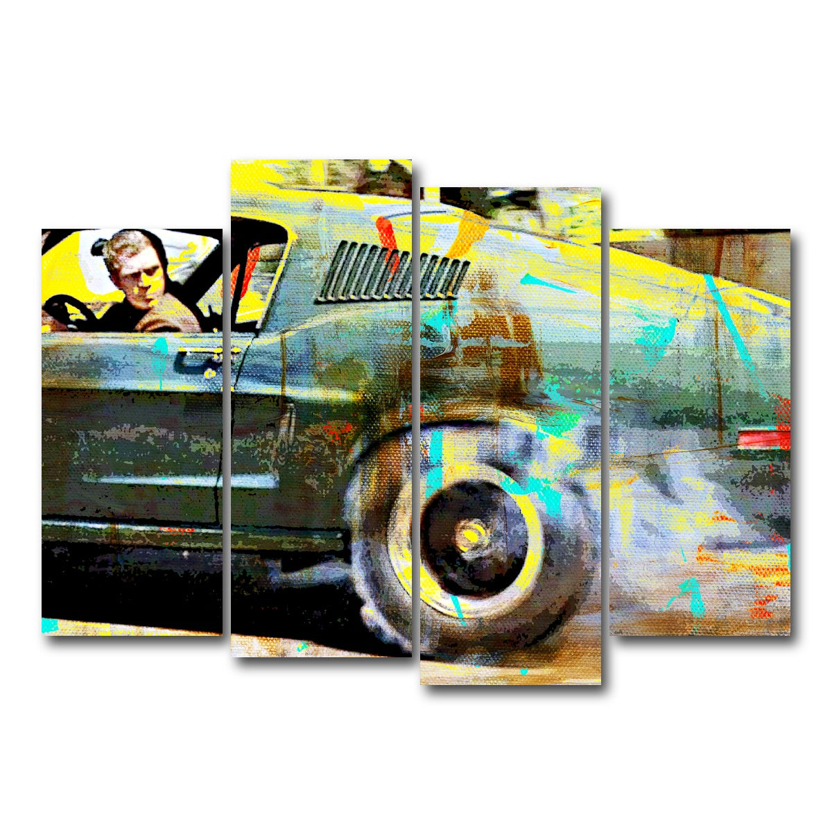 AUTO-MOCKUP WHITE | Bullitt Burnout | 4 Piece | Gallery Wrap Canvas | group=4_normal