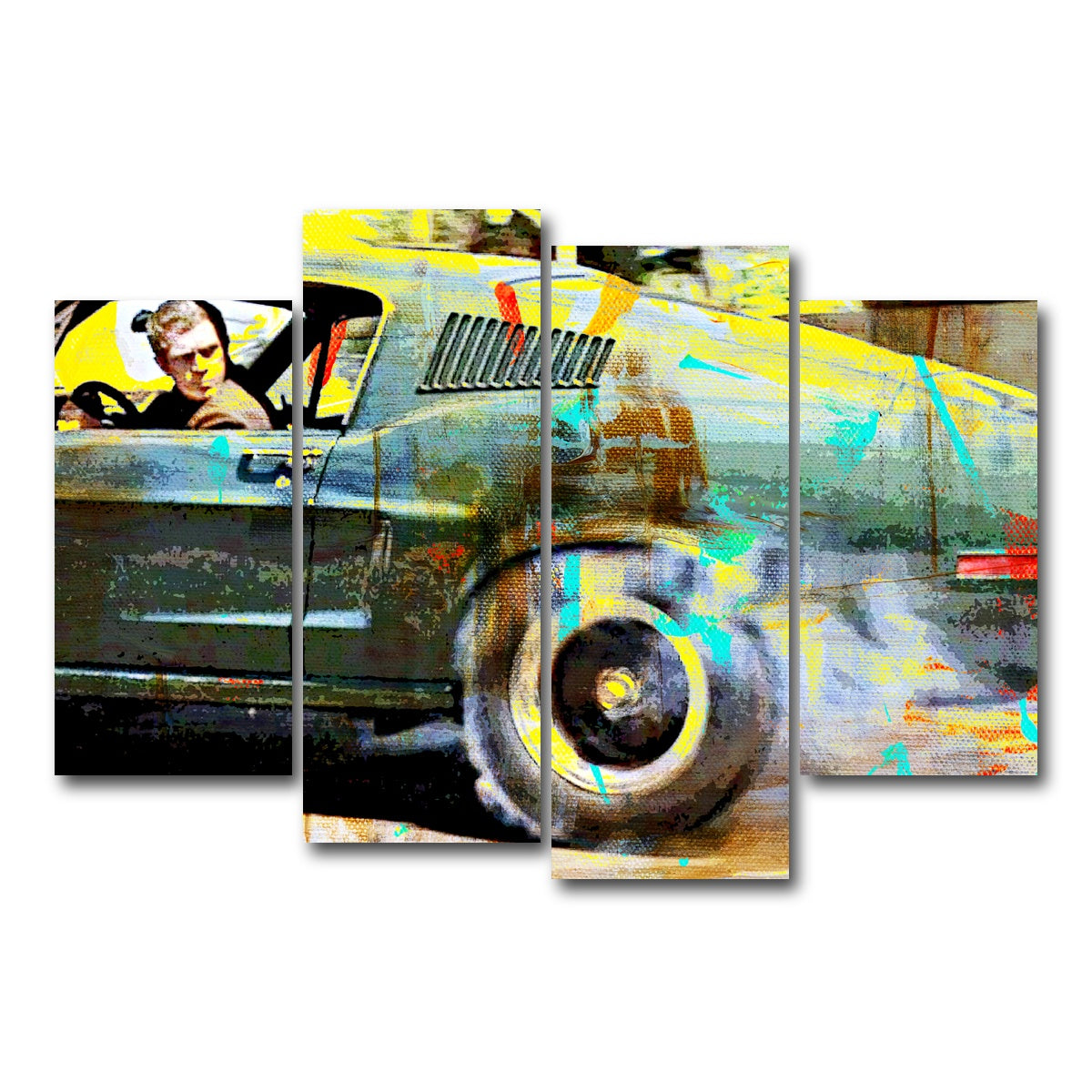 AUTO-MOCKUP WHITE | Bullitt Burnout | 4 Piece | Gallery Wrap Canvas | group=4_short