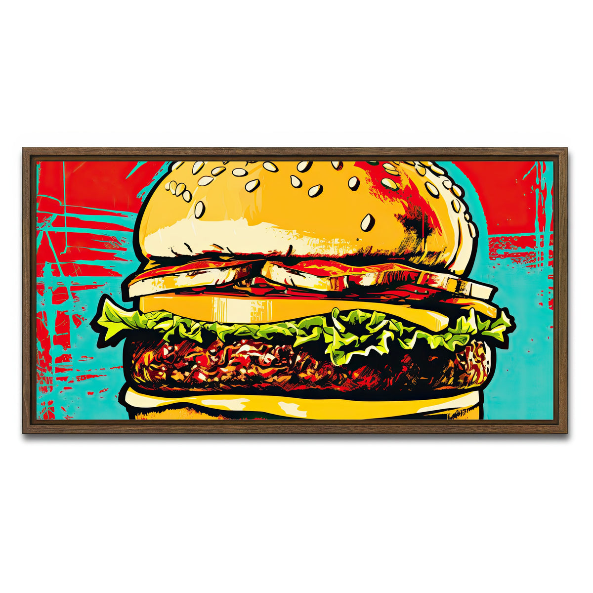 AUTO-MOCKUP WHITE | Burger King Warhol Style | 1 Piece | Walnut Framed Canvas | group=2x1
