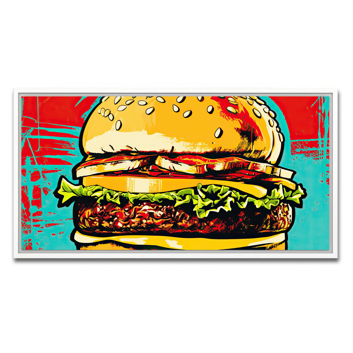 AUTO-MOCKUP WHITE | Burger King Warhol Style | 1 Piece | White Framed Canvas | group=2x1