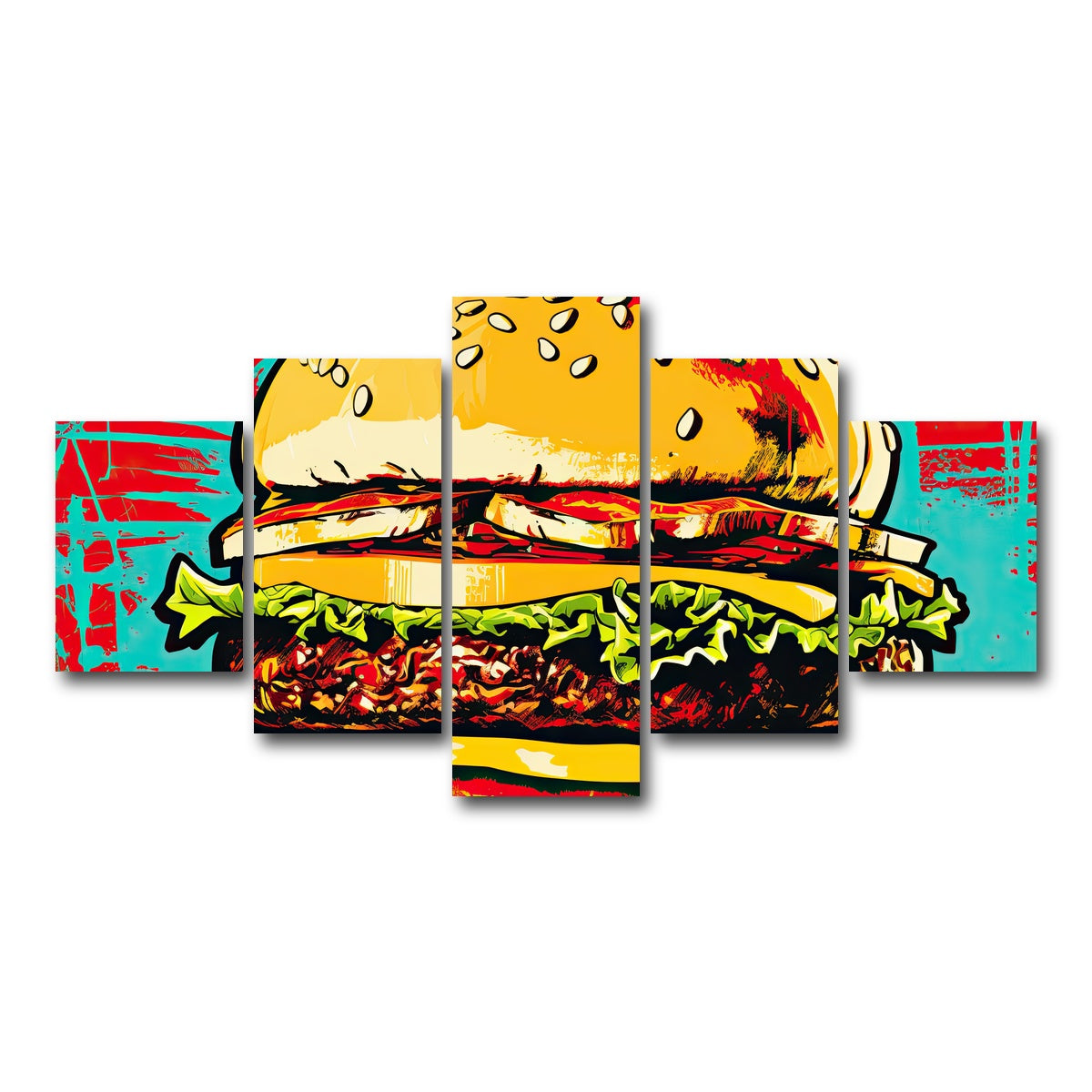 AUTO-MOCKUP WHITE | Burger King Warhol Style | 5 Piece | Gallery Wrap Canvas | group=5_short