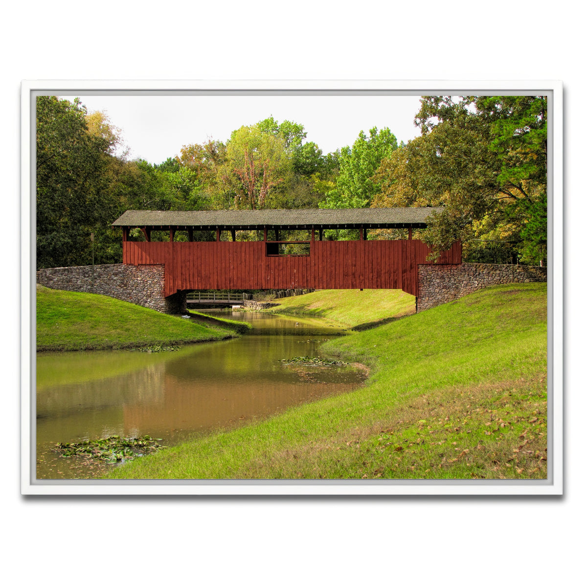 AUTO-MOCKUP WHITE | Burns Park Covered Bridge | 1 Piece | White Framed Canvas | group=4x3