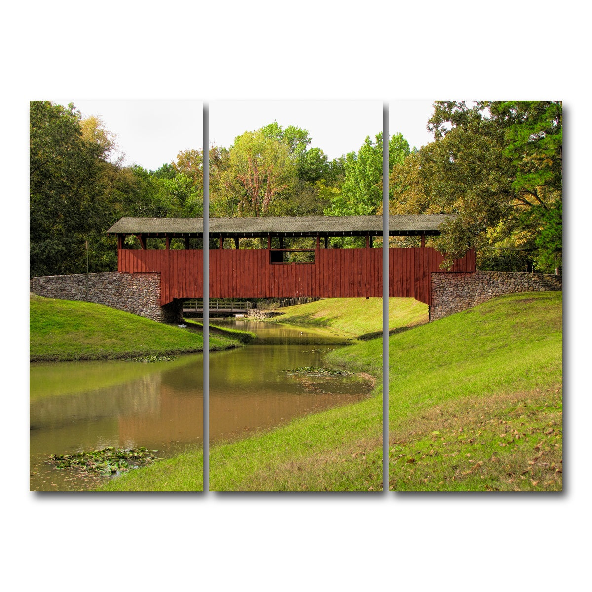 AUTO-MOCKUP WHITE | Burns Park Covered Bridge | 3 Piece | Gallery Wrap Canvas | group=8x18
