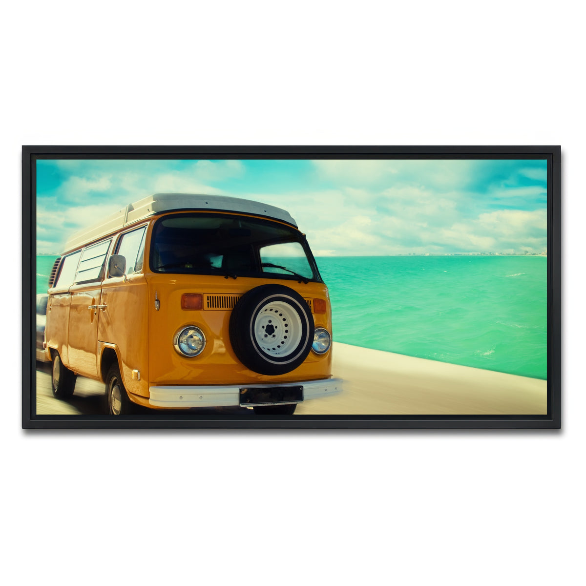 AUTO-MOCKUP WHITE | Bus by the Coast | 1 Piece | Black Framed Canvas | group=2x1