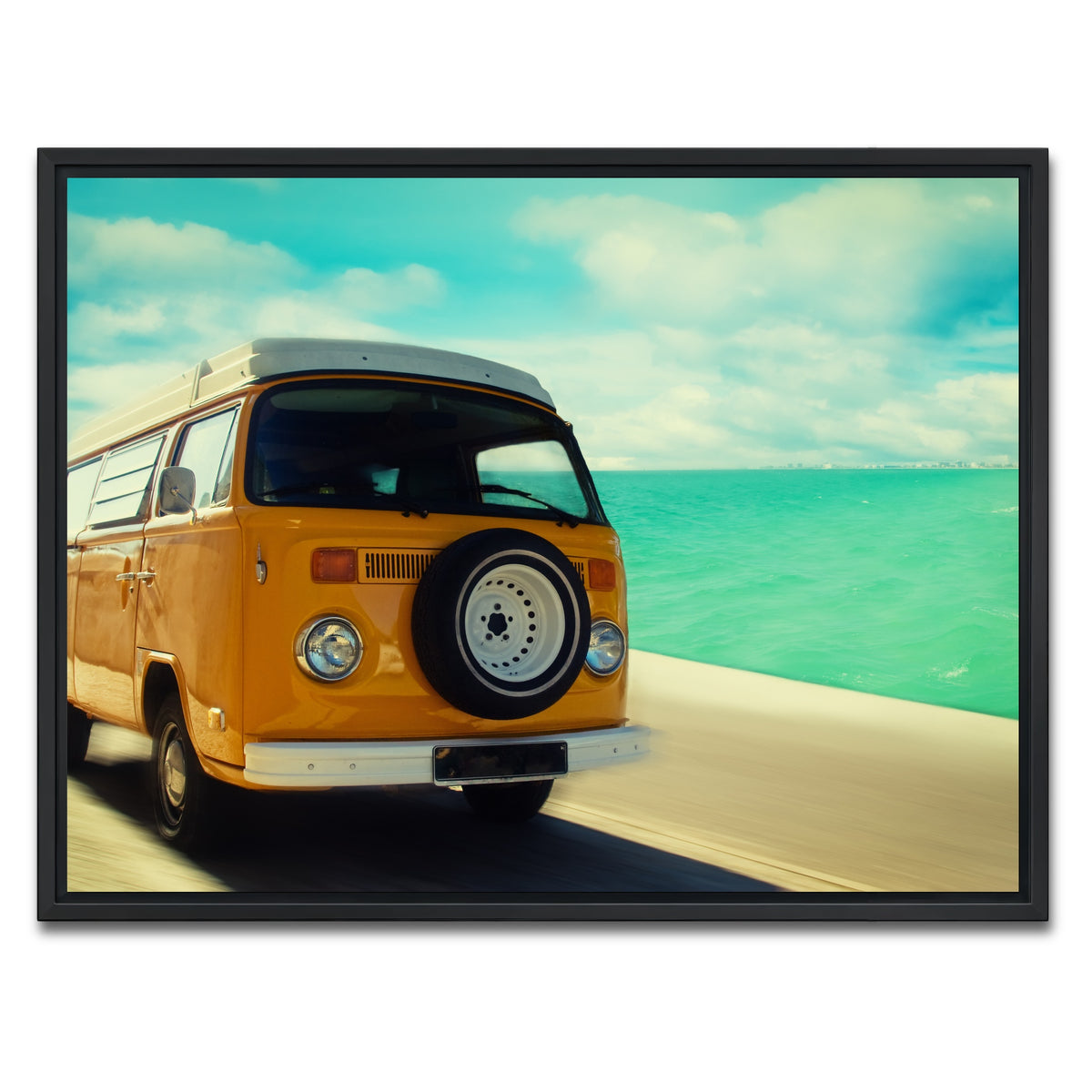 AUTO-MOCKUP WHITE | Bus by the Coast | 1 Piece | Black Framed Canvas | group=4x3