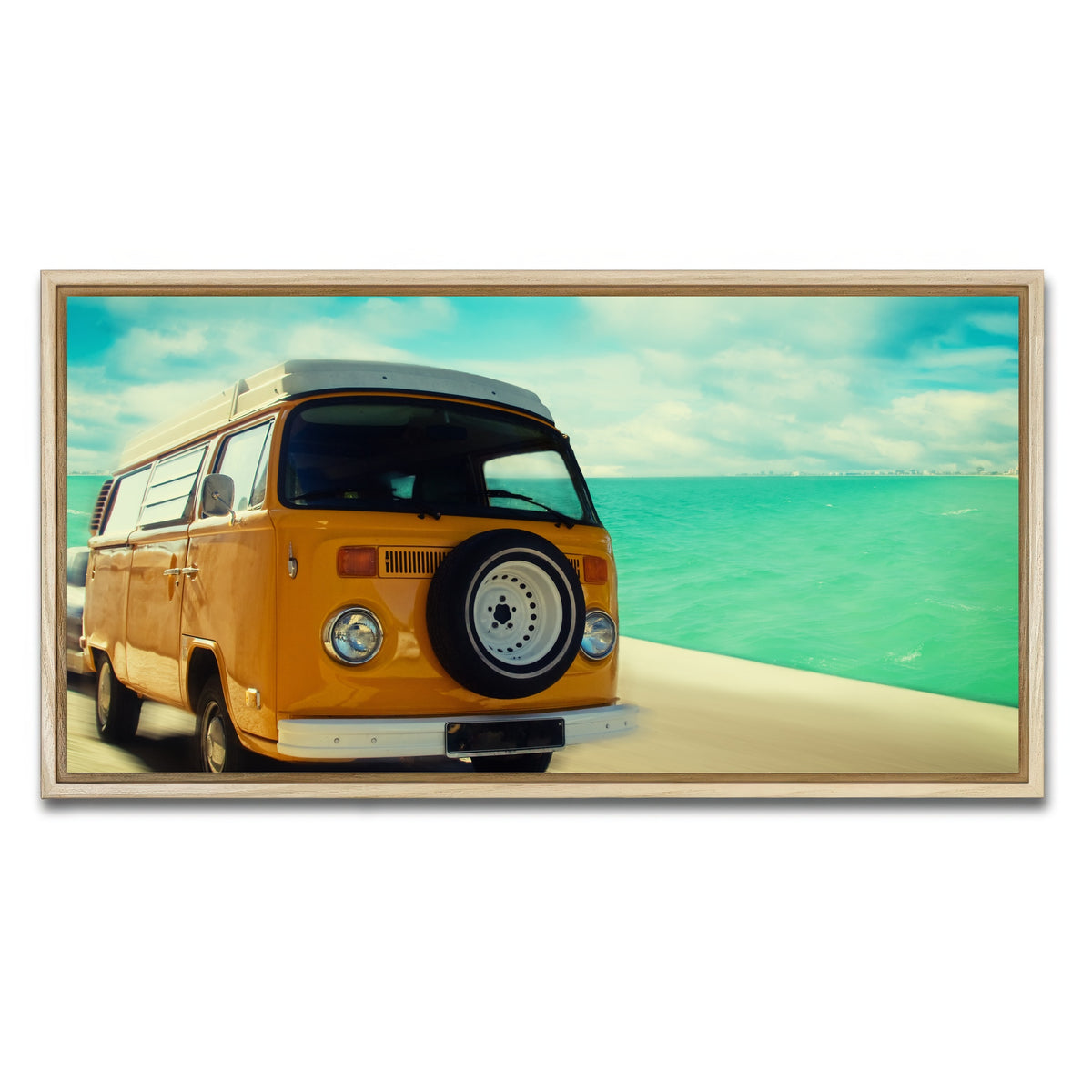 AUTO-MOCKUP WHITE | Bus by the Coast | 1 Piece | Natural Framed Canvas | group=2x1