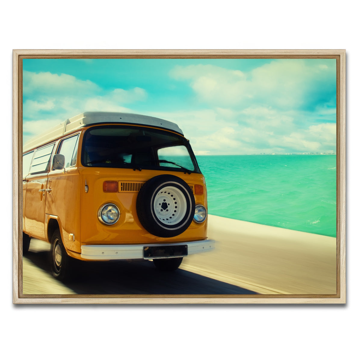 AUTO-MOCKUP WHITE | Bus by the Coast | 1 Piece | Natural Framed Canvas | group=4x3