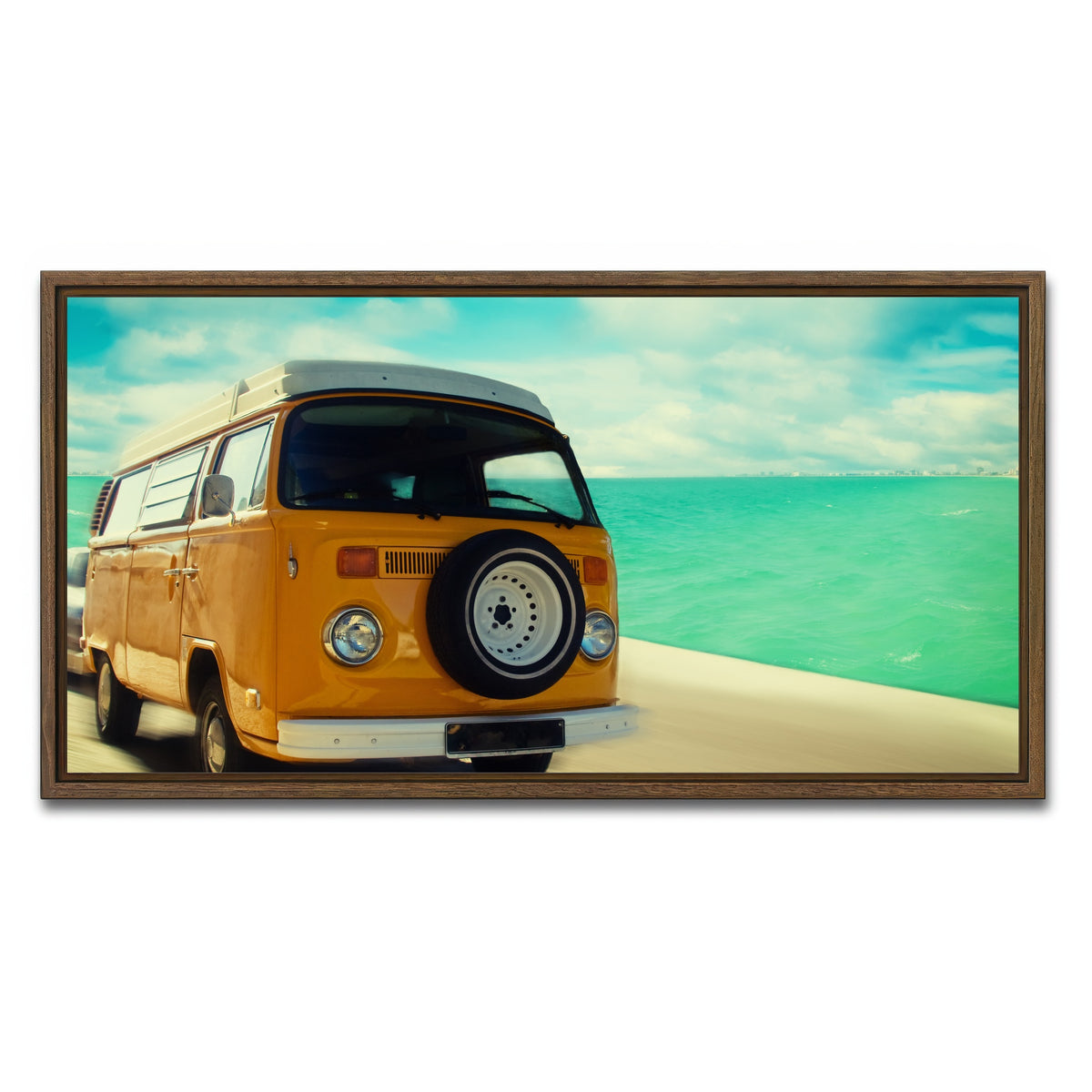 AUTO-MOCKUP WHITE | Bus by the Coast | 1 Piece | Walnut Framed Canvas | group=2x1