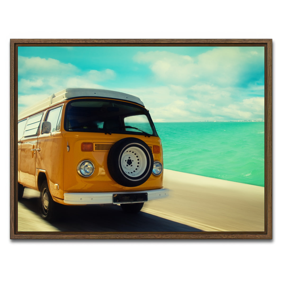 AUTO-MOCKUP WHITE | Bus by the Coast | 1 Piece | Walnut Framed Canvas | group=4x3