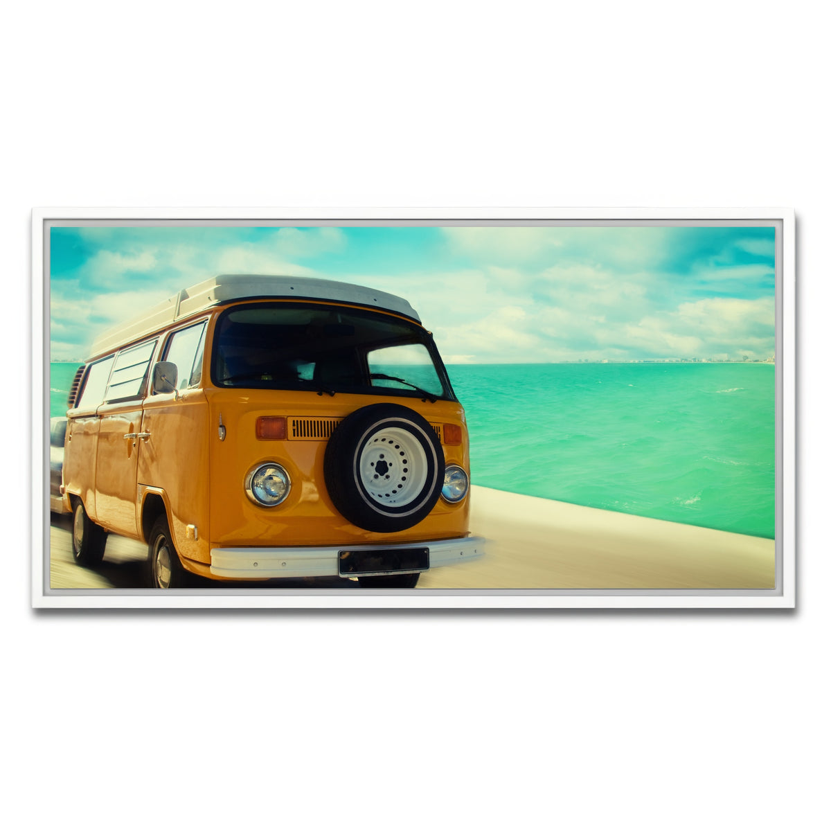 AUTO-MOCKUP WHITE | Bus by the Coast | 1 Piece | White Framed Canvas | group=2x1