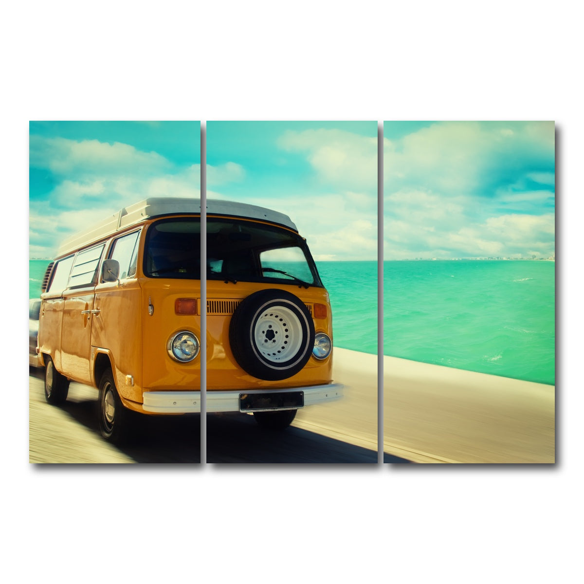AUTO-MOCKUP WHITE | Bus by the Coast | 3 Piece | Gallery Wrap Canvas | group=12x24