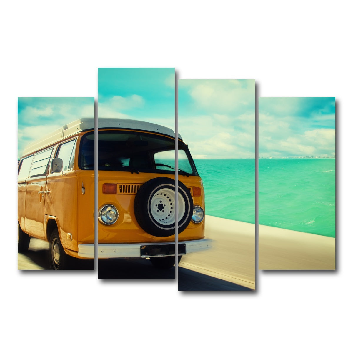AUTO-MOCKUP WHITE | Bus by the Coast | 4 Piece | Gallery Wrap Canvas | group=4_normal
