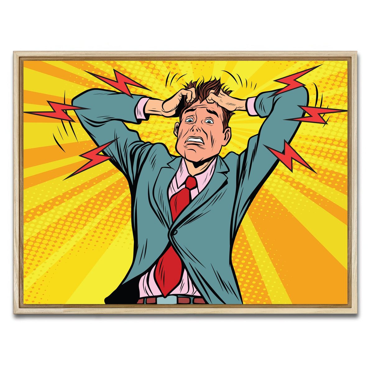 AUTO-MOCKUP WHITE | Businessman panic | 1 Piece | Natural Framed Canvas | group=4x3