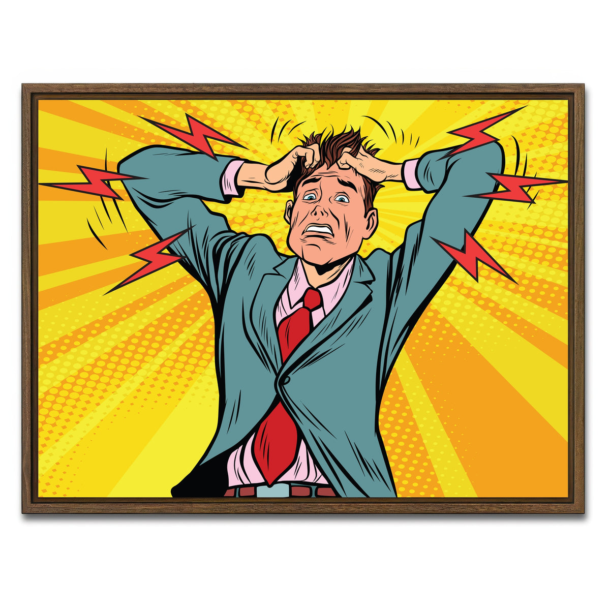 AUTO-MOCKUP WHITE | Businessman panic | 1 Piece | Walnut Framed Canvas | group=4x3