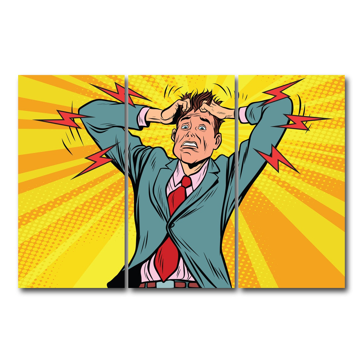 AUTO-MOCKUP WHITE | Businessman panic | 3 Piece | Gallery Wrap Canvas | group=12x24