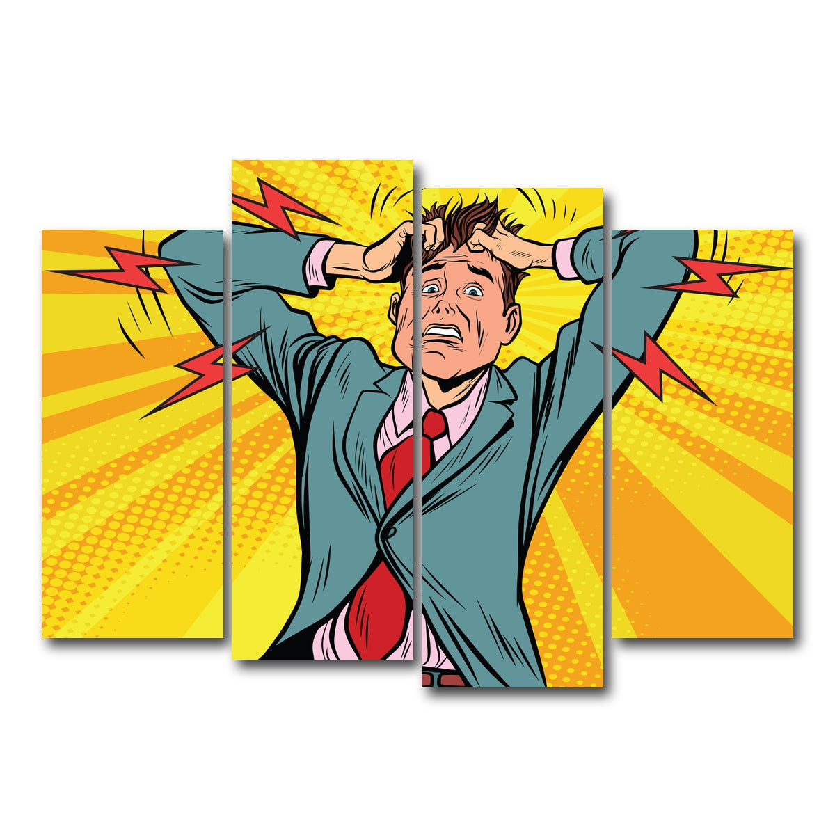 AUTO-MOCKUP WHITE | Businessman panic | 4 Piece | Gallery Wrap Canvas | group=4_normal