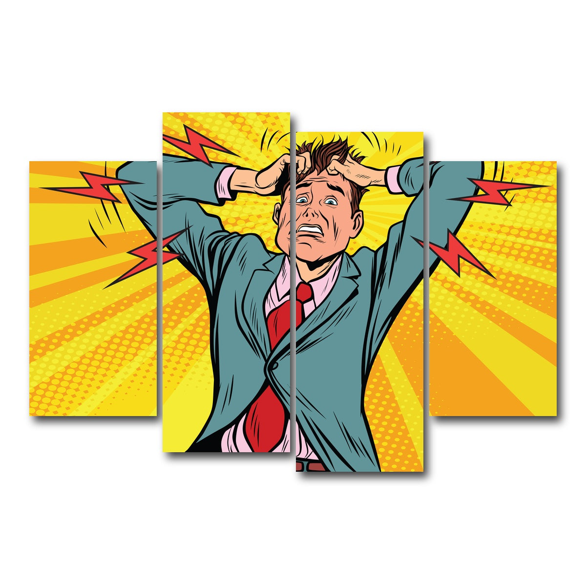 AUTO-MOCKUP WHITE | Businessman panic | 4 Piece | Gallery Wrap Canvas | group=4_short