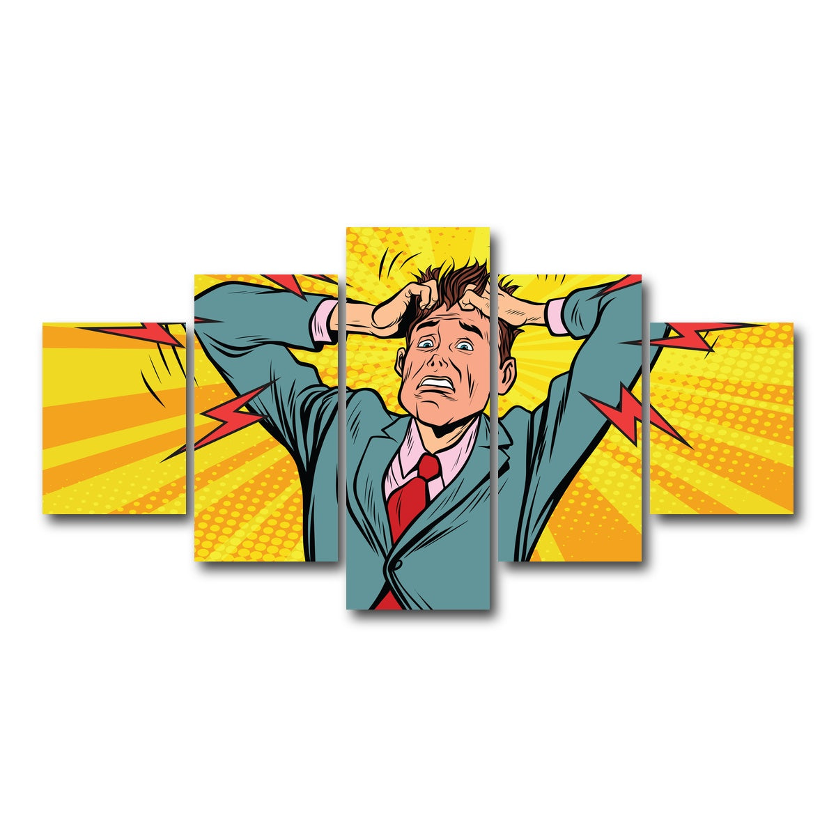 AUTO-MOCKUP WHITE | Businessman panic | 5 Piece | Gallery Wrap Canvas | group=5_short