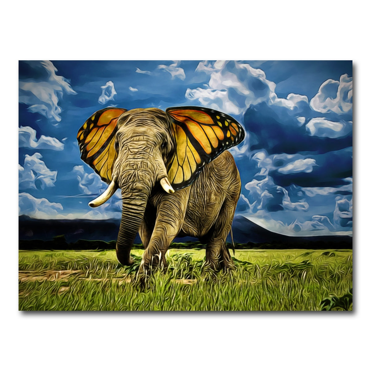 AUTO-MOCKUP WHITE | Butterfly Elephant Wall Art | 1 Piece | Gallery Wrapped | group=4x3