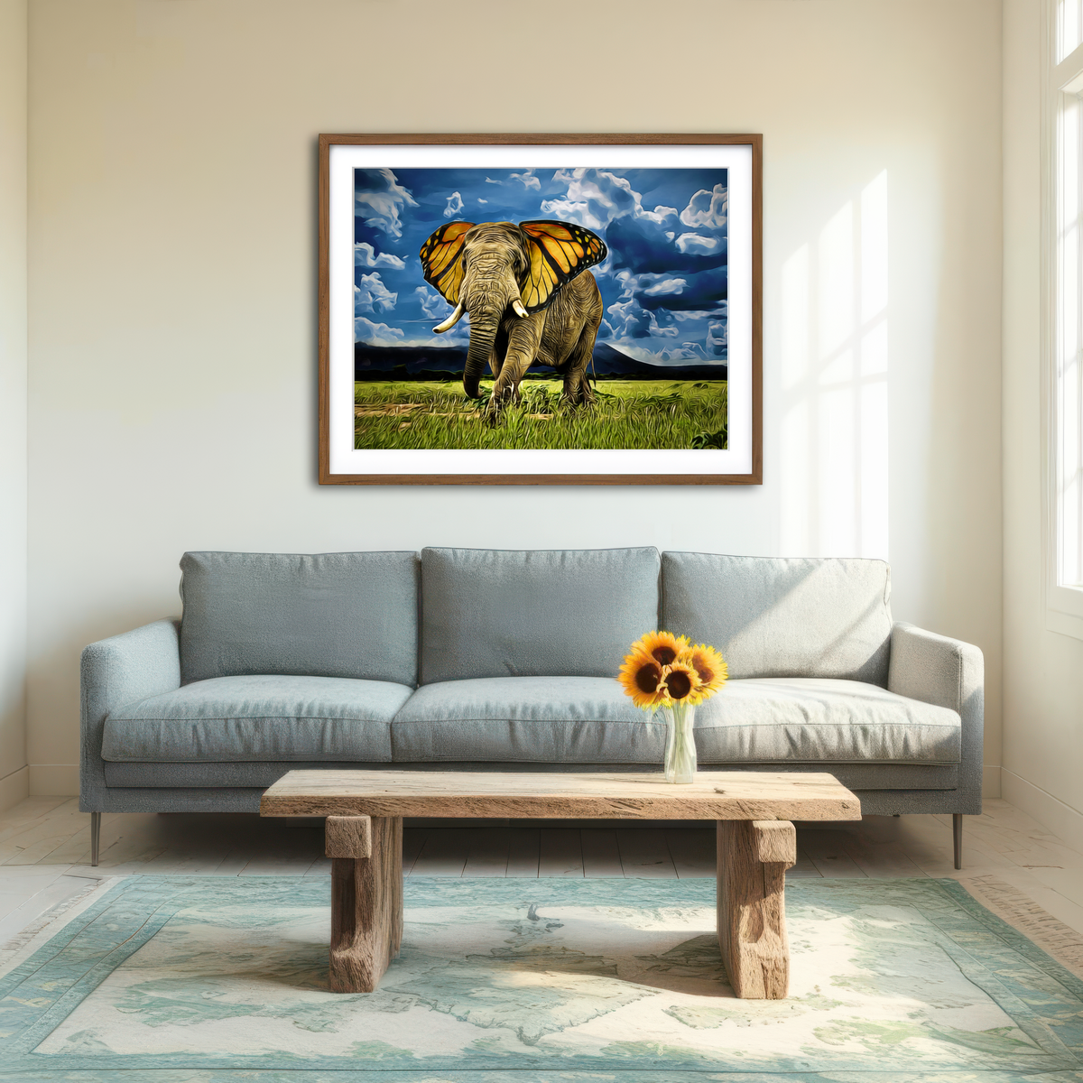 AUTO-MOCKUP ROOM | Butterfly Elephant Wall Art
